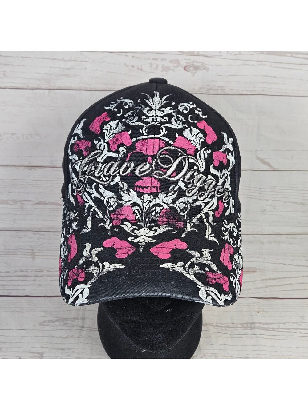 Monster Jam Grave Digger Baseball Cap Men's Adjustable Black Pink 2009 Cotton
